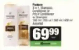 Spar Pantene 3 in 1 Shampoo, Conditioner or Pro-V Conditioner Assorted offer