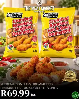 Take 'n Pay Supreme Chicken Crumbed Boneless Original Drummettes or Crumbed Boneless Hot & Spicy Drumettes offer