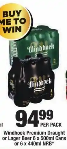 Windhoek Premium Draught or Lager Beer