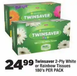 OK Foods Twinsaver 2-Ply White or Rainbow Tissues offer