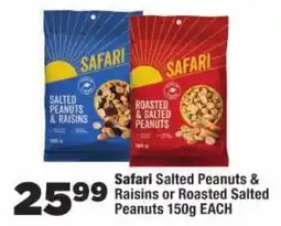 OK Foods Safari Salted Peanuts & Raisins or Roasted Salted Peanuts offer