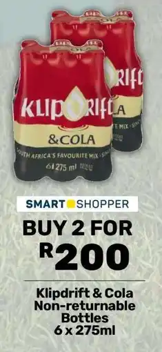 Pick n Pay Klipdrift & Cola Non-returnable Bottles 6 x 275ml offer