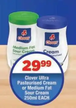 OK Foods Clover Ultra Pasteurised Cream or Medium Fat Sour Cream offer