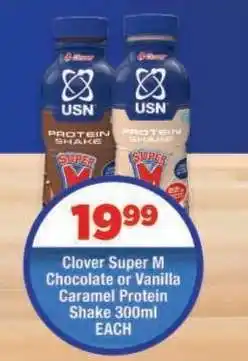 OK Foods Clover Super M Chocolate or Vanilla Caramel Protein Shake offer