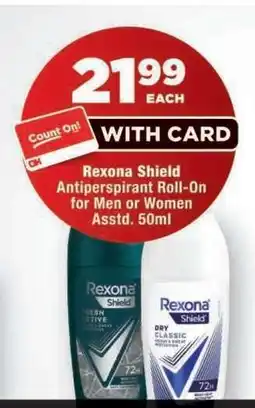 OK Foods Rexona Shield Antiperspirant Roll-On offer