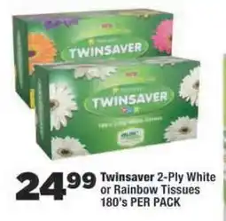 OK Foods Twinsaver 2-Ply White or Rainbow Tissues offer