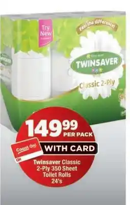 OK Foods Twinsaver Classic 2-Ply 350 Sheet Toilet Rolls 24's offer