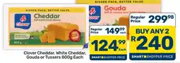 Pick n Pay Hypermarket Clover Cheddar, White Cheddar, Gouda or Tussers 800g Each offer