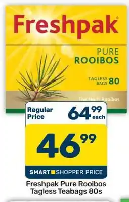 Pick n Pay Hypermarket Freshpak Pure Rooibos Tagless Teabags 80s offer
