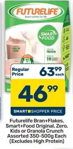 Pick n Pay Hypermarket Futurelife Bran+Flakes, Smart+Food Original, Zero, Kids or Granola Crunch Assorted offer