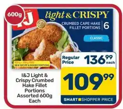 Pick n Pay Hypermarket I&J Light & Crispy Crumbed Hake Fillet Portions Assorted 600g offer