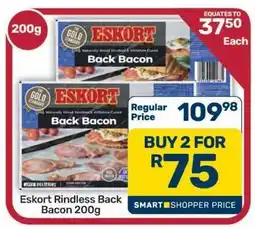 Pick n Pay Hypermarket Eskort Rindless Back Bacon 200g offer