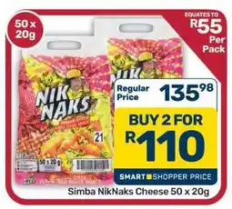 Pick n Pay Hypermarket Simba NikNaks Cheese 50 x 20g offer