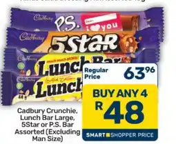 Pick n Pay Hypermarket Cadbury Crunchie, Lunch Bar Large, 5Star or P.S. Bar Assorted offer