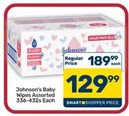 Pick n Pay Hypermarket Johnson's Baby Wipes Assorted 336/432s Each offer