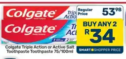 Pick n Pay Hypermarket Colgate Triple Action or Active Salt Toothpaste offer