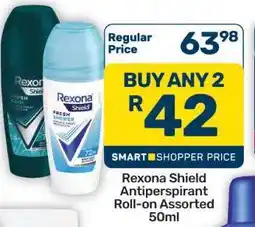 Pick n Pay Hypermarket Rexona Shield Antiperspirant Roll-On Assorted 50ml offer