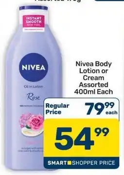Pick n Pay Hypermarket Nivea Body Lotion or Cream Assorted 400ml offer