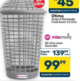 Pick n Pay Hypermarket Miss Molly 85 Litre Linen Dome Bin offer