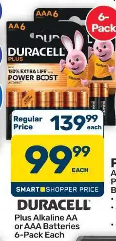 Pick n Pay Hypermarket Duracell Plus Alkaline AA or AAA Batteries 6-Pack offer