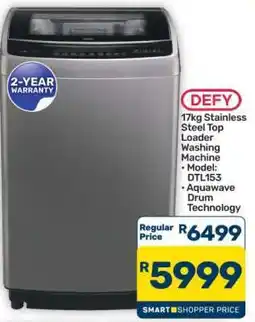 Pick n Pay Hypermarket Defy 17kg Stainless Steel Top Loader Washing Machine offer