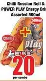 Boxer Power play - chilli russian roll & power play energy drink offer