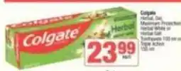 Spar Colgate - herbal gel, maximum protection, herbal white or herbal salt toothpaste offer