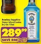 Shoprite Liquor Bombay sapphire - vapour infused london dry gin offer