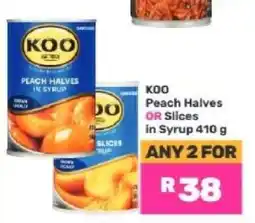 Game Koo Peach Halves or Slices in Syrup 410 g offer
