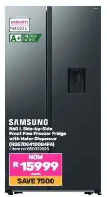 Game Samsung 560 L Side-by-Side Frost Free Freezer Fridge with Water Dispenser offer