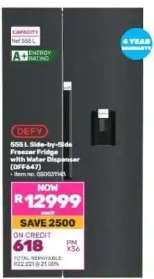 Game DEFY 555 L Side-by-Side Freezer Fridge with Water Dispenser (DFF647) offer