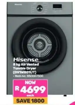 Game Hisense 8 kg Air Vented Tumble Dryer (DVTW801UT) offer