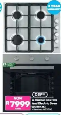 Game DEFY 4-Burner Gas Hob and Electric Oven offer