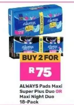 Game ALWAYS Pads Maxi Super Plus Duo OR Maxi Night Duo 18-Pack offer
