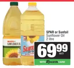Spar SPAR or Sunfoil Sunflower Oil offer