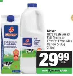 Spar Clover Ultra Pasteurised Full Cream or Low Fat Fresh Milk offer