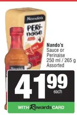 Spar Nando's Sauce or Perinaise offer