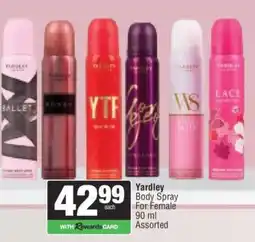 Spar Yardley Body Spray For Female offer
