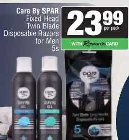 Spar Care By SPAR Fixed Head Twin Blade Disposable Razors for Men 5s offer