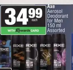 Spar Axe Aerosol Deodorant for Men offer