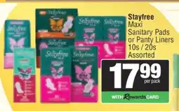 Spar Stayfree Maxi Sanitary Pads or Panty Liners offer
