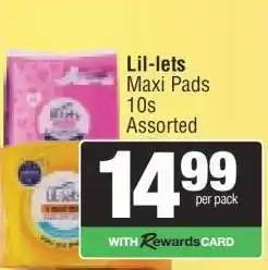Spar Lil-lets Maxi Pads 10s Assorted offer