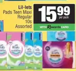 Spar Lil-lets Pads Teen Maxi Regular 10s Assorted offer