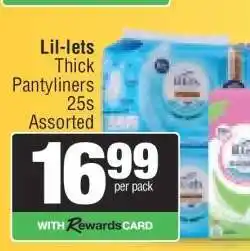 Spar Lil-lets Thick Pantyliners 25s Assorted offer
