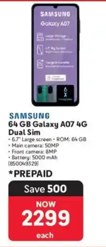 Makro SAMSUNG 64 GB Galaxy A07 4G Dual Sim offer