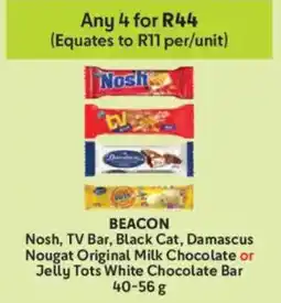 Makro Nosh, TV Bar, Black Cat, Damascus Nougat Original Milk Chocolate or Jelly Tots White Chocolate Bar offer