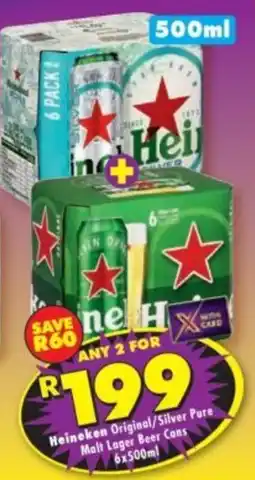 Shoprite Liquor Heineken Original/Silver Pure Malt Lager Beer Cans offer