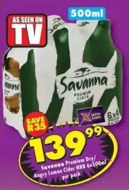 Shoprite Liquor Savanna Premium Dry/ Angry Lemon Cider offer