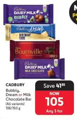 Makro Cadbury Bubbly, Dream or Milk Chocolate Bar offer