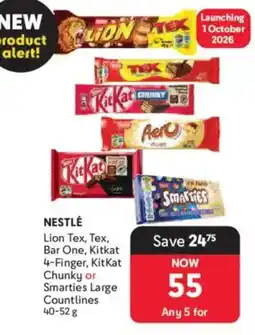 Makro Nestlé Lion Tex, Tex, Bar One, KitKat 4-Finger, KitKat Chunky or Smarties Large Countlines offer